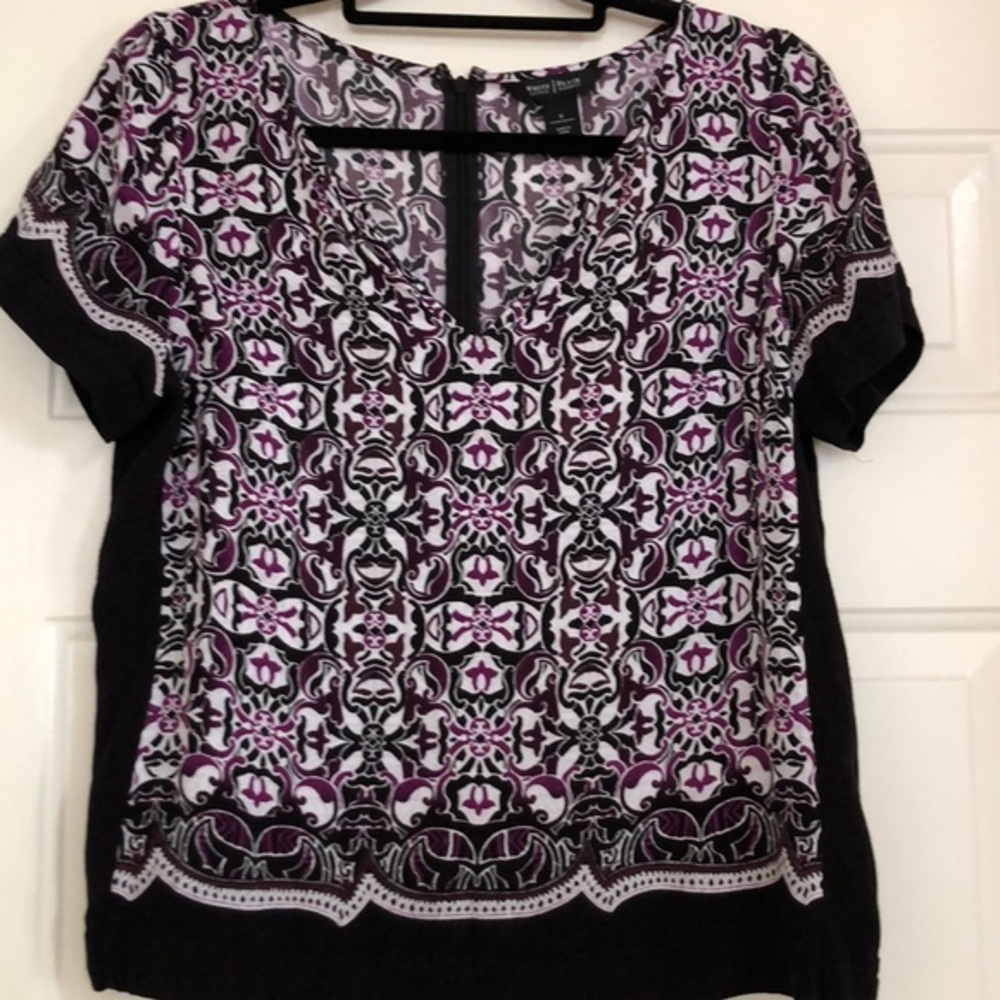 WHBM super cute black purple white top 8